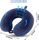 Memory Foam Travel Pillow for Airplane Train Car Office, Neck Head Support Pillow, Long Flight Essential, Navy Blue One Size