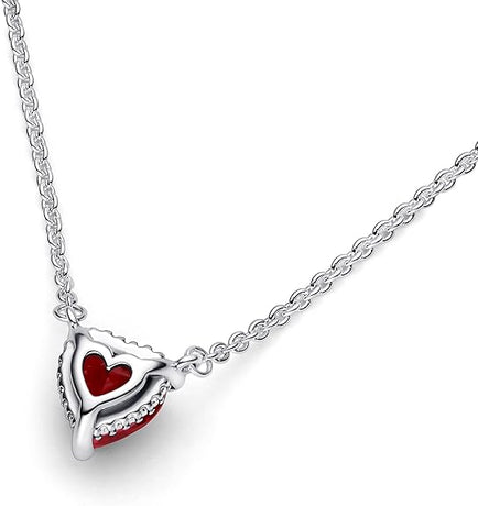 Red Heart Necklace, Timeless Red Heart Jewelry for Women, Elegant Gift