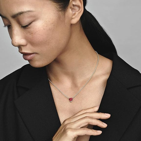 Red Heart Necklace, Timeless Red Heart Jewelry for Women, Elegant Gift