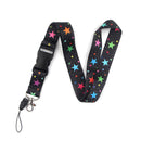 Smooth Sunflower Stars Pattern Black Lanyard