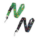 Smooth Sunflower Stars Pattern Black Lanyard