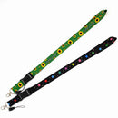 Smooth Sunflower Stars Pattern Black Lanyard