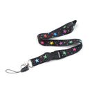 Smooth Sunflower Stars Pattern Black Lanyard