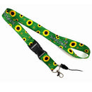 Smooth Sunflower Stars Pattern Black Lanyard