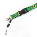 Smooth Sunflower Stars Pattern Black Lanyard