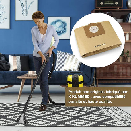Karcher 6.959-130.0 Vacuum Cleaner Bags 10-Pack Compatible with Karcher A 2201 2204 2504