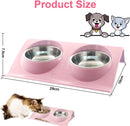 Stainless Steel Cat Bowl Set Non-Slip Double Cat Food Bowls