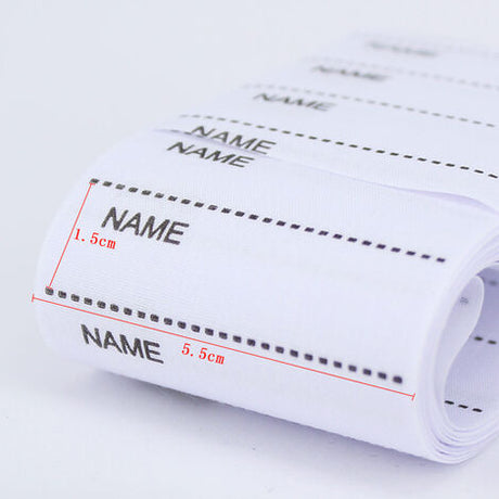 Fonepro School Name Labels 200 pcs Iron-On Woven Name Labels for School White Write-On Labels