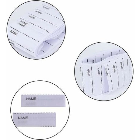 Fonepro School Name Labels 200 pcs Iron-On Woven Name Labels for School White Write-On Labels