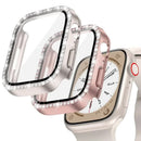 Diamond Glass Bling Bumper Case with Screen Protector Compatible with Apple Watch Series 9 8 7 6 SE 3 45mm 44mm 42mm 41mm 40mm 38mm Red