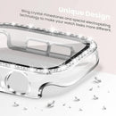 Diamond Glass Bling Bumper Case with Screen Protector Compatible with Apple Watch Series 9 8 7 6 SE 3 45mm 44mm 42mm 41mm 40mm 38mm Red