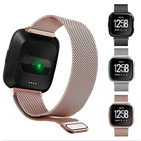 Fitbit Versa 2 3 4 Lite Sense Band Replacement Magnetic Milanese Bracelet Rose Pink Watch Strap