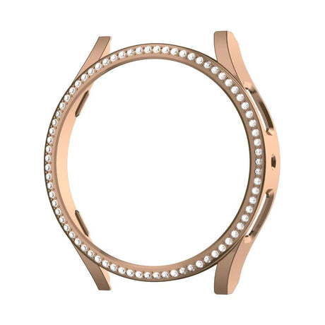 Diamond-Coated Rose Gold Case with PC Single Row Protection Compatible with Samsung Galaxy Watch 6 5 4 40mm