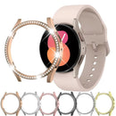 Diamond-Coated Rose Gold Case with PC Single Row Protection Compatible with Samsung Galaxy Watch 6 5 4 40mm