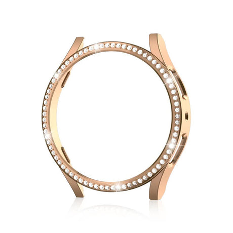 Diamond-Coated Rose Gold Case with PC Single Row Protection Compatible with Samsung Galaxy Watch 6 5 4 40mm