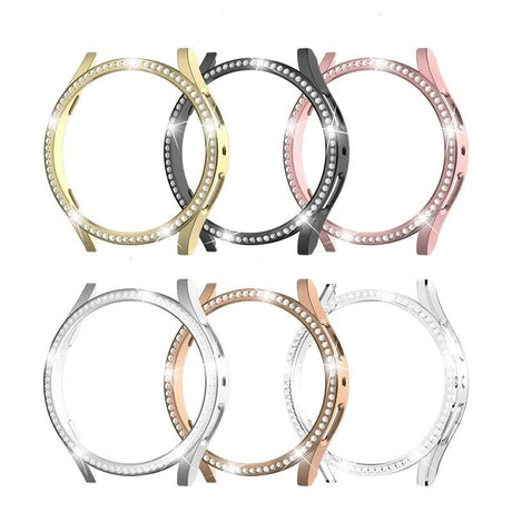 Diamond-Coated Rose Gold Case with PC Single Row Protection Compatible with Samsung Galaxy Watch 6 5 4 40mm