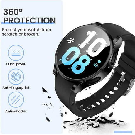 Samsung Galaxy Watch 4 5 6 Screen Protector Case 40mm 44mm with Silicone TPU Bumper Black Compatible with Galaxy Watch6 44mm