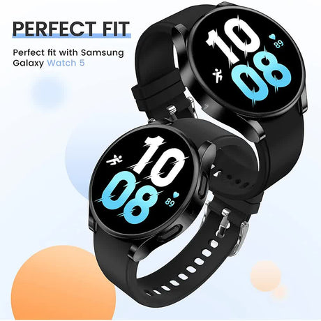Samsung Galaxy Watch 4 5 6 Screen Protector Case 40mm 44mm with Silicone TPU Bumper Black Compatible with Galaxy Watch6 44mm