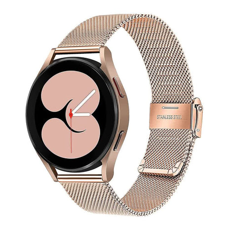 Stainless Steel Bracelet Compatible with Samsung Galaxy Watch 4 5 6 40mm 44mm Mesh Loop Bling Case Gold Set