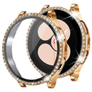 Stainless Steel Bracelet Compatible with Samsung Galaxy Watch 4 5 6 40mm 44mm Mesh Loop Bling Case Gold Set