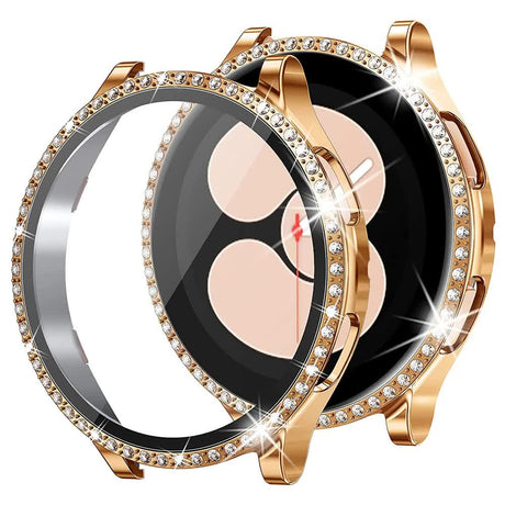 Mesh Loop Stainless Steel Strap Bling Case Gold Set Compatible with Samsung Galaxy Watch 4 5 6 40mm 44mm