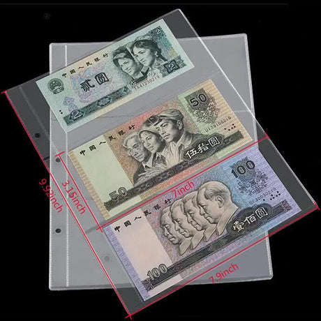 3-Compartment Loose Leaf Banknote Album Page Holder 80x177mm for Collectors 10 pcs/1 pc