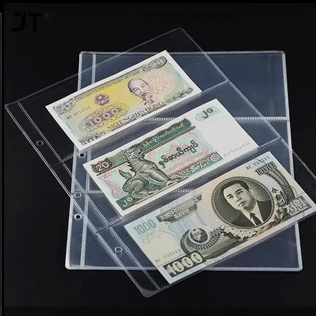 3-Compartment Loose Leaf Banknote Album Page Holder 80x177mm for Collectors 10 pcs/1 pc