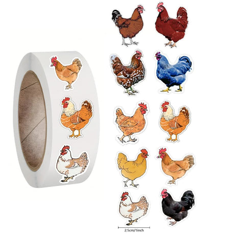 Cartoon Animal Roll Stickers 500pcs Self-Adhesive Waterproof Paper, Bee Horse Dog Chicken Frog Unicorn, for Notebooks Compatible with Hefe