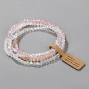 Faceted Glass Beads Stretch Bracelet Set 4 Pieces Multicolor Elastic Beads Handmade Jewelry ASL70055A
