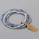 Faceted Glass Beads Stretch Bracelet Set 4 Pieces Multicolor Elastic Beads Handmade Jewelry ASL70055A
