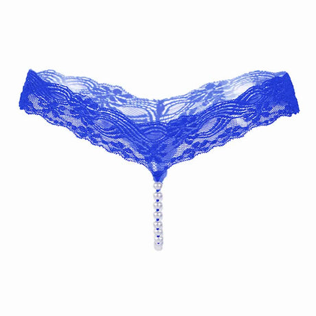 Sexy Lace Thong Panties Women G-String T-Back Transparent Lingerie with Bow and Beads One Size KL107 Pink