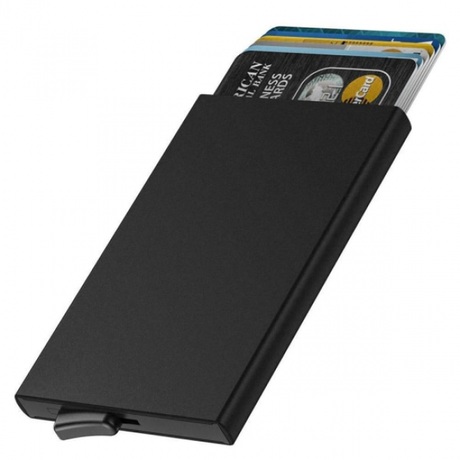 RFID Protected Aluminum Smart Card Holder Pop-Up Black 1pc