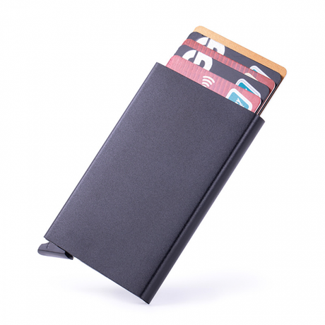 RFID Protected Aluminum Smart Card Holder Pop-Up Black 1pc