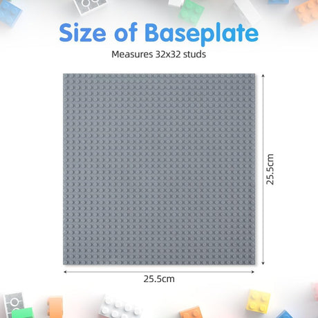 LEGO Compatible Building Base Plates Classic 4 Pack Light Gray 25.5 x 25.5 cm for Children