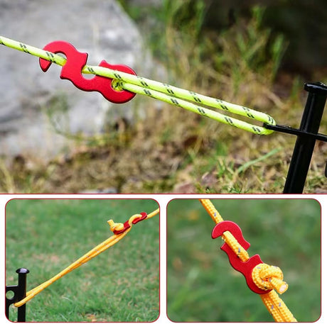 Aluminum Rope Tensioner Adjuster, 16pcs Red, Tent Wind Rope Buckle Compatible with Camping Hiking Backpacking Picnic Outdoor Accessories