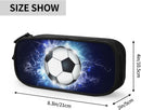 Soccer Blue Sports Pencil Case with Zippers Spacious and Durable Soccer Motif