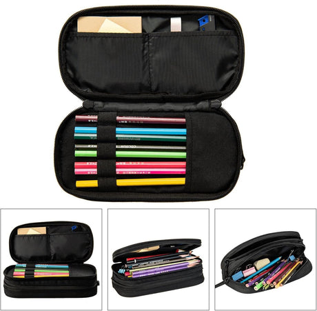 Soccer Blue Sports Pencil Case with Zippers Spacious and Durable Soccer Motif