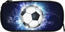 Soccer Blue Sports Pencil Case with Zippers Spacious and Durable Soccer Motif