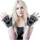 Therian Paws Black Gray Half Finger Realistic Fur Paw Gloves for Adults Kids Cosplay Compatible with Oral-B
