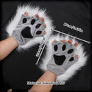 Therian Paws Black Gray Half Finger Realistic Fur Paw Gloves for Adults Kids Cosplay Compatible with Oral-B