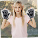 Therian Paws Black Gray Half Finger Realistic Fur Paw Gloves for Adults Kids Cosplay Compatible with Oral-B