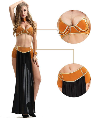 Princess Leia Captive Adult Costume Halloween Cosplay Black M Size Womens Sexy Costume