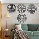 Metallic Viking Wall Art Nordic Compass Decor for Bedroom Living Room