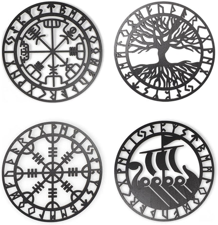Metallic Viking Wall Art Nordic Compass Decor for Bedroom Living Room