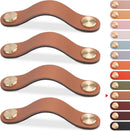 Leather Furniture Handles 128 mm Light Coffee 4 pcs Compatible with Vintage Cabinets Dressers Kitchen Drawers