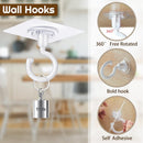 9 pcs Self-Adhesive Heavy Duty Plastic Ceiling Hooks White Compatible with Under Cabinet Hanging Tools