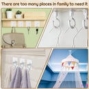 9 pcs Self-Adhesive Heavy Duty Plastic Ceiling Hooks White Compatible with Under Cabinet Hanging Tools