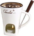 Ceramic Tealight Fondue Set for Chocolate and Dessert Melting Pot Beige