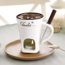Ceramic Tealight Fondue Set for Chocolate and Dessert Melting Pot Beige