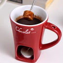 Tealight Fondue Set Ceramic Melting Pot for Chocolate Dessert Red